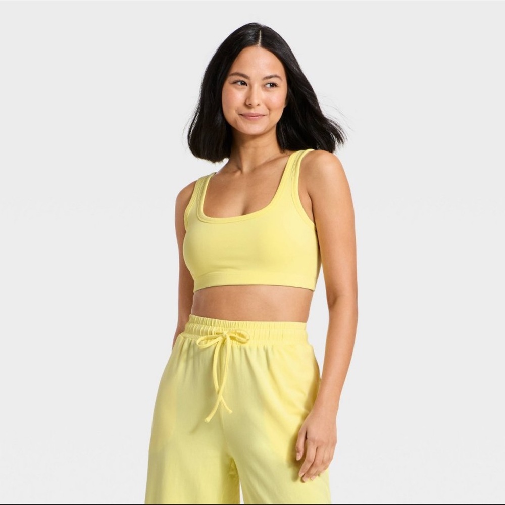 Women's Washed Jersey Sports Bra - JoyLab™ Yellow XXL